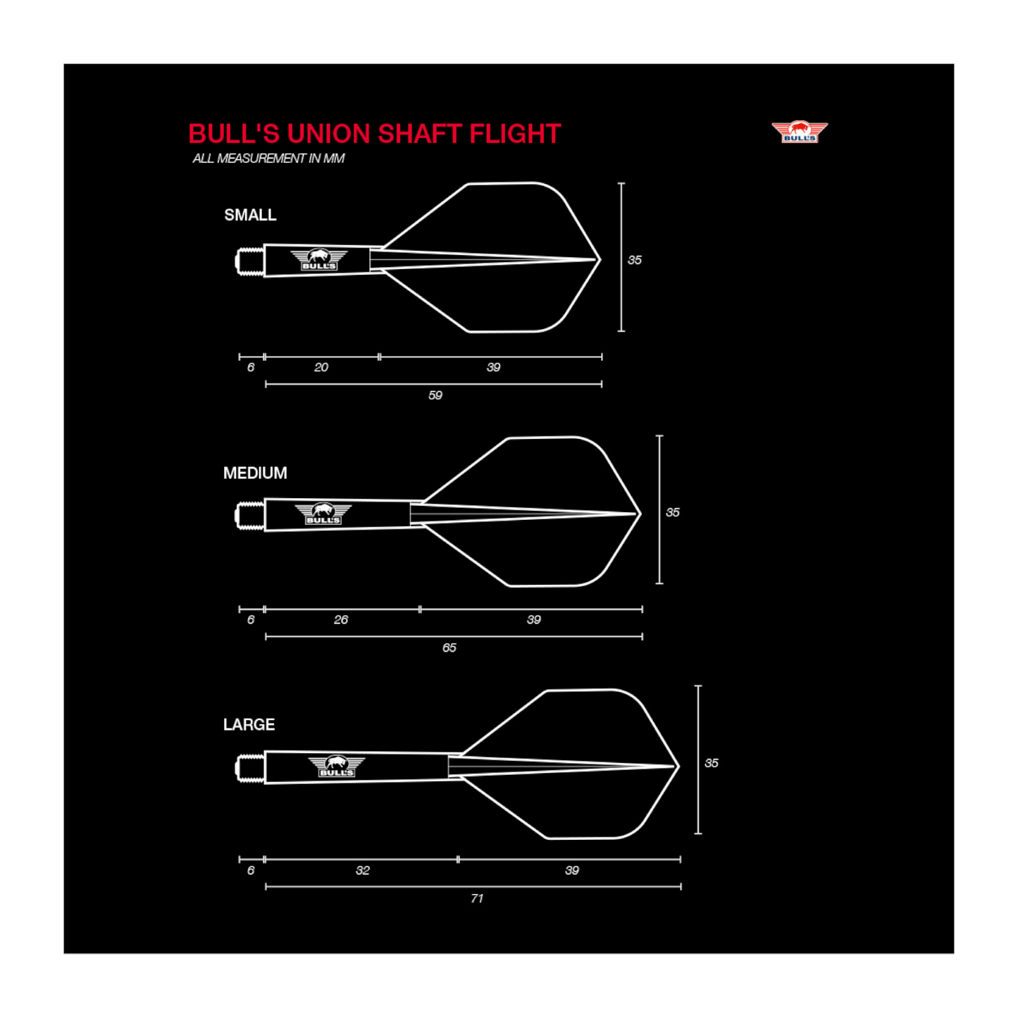 Dart Flight BULL'S Union System No.2 Schwarz