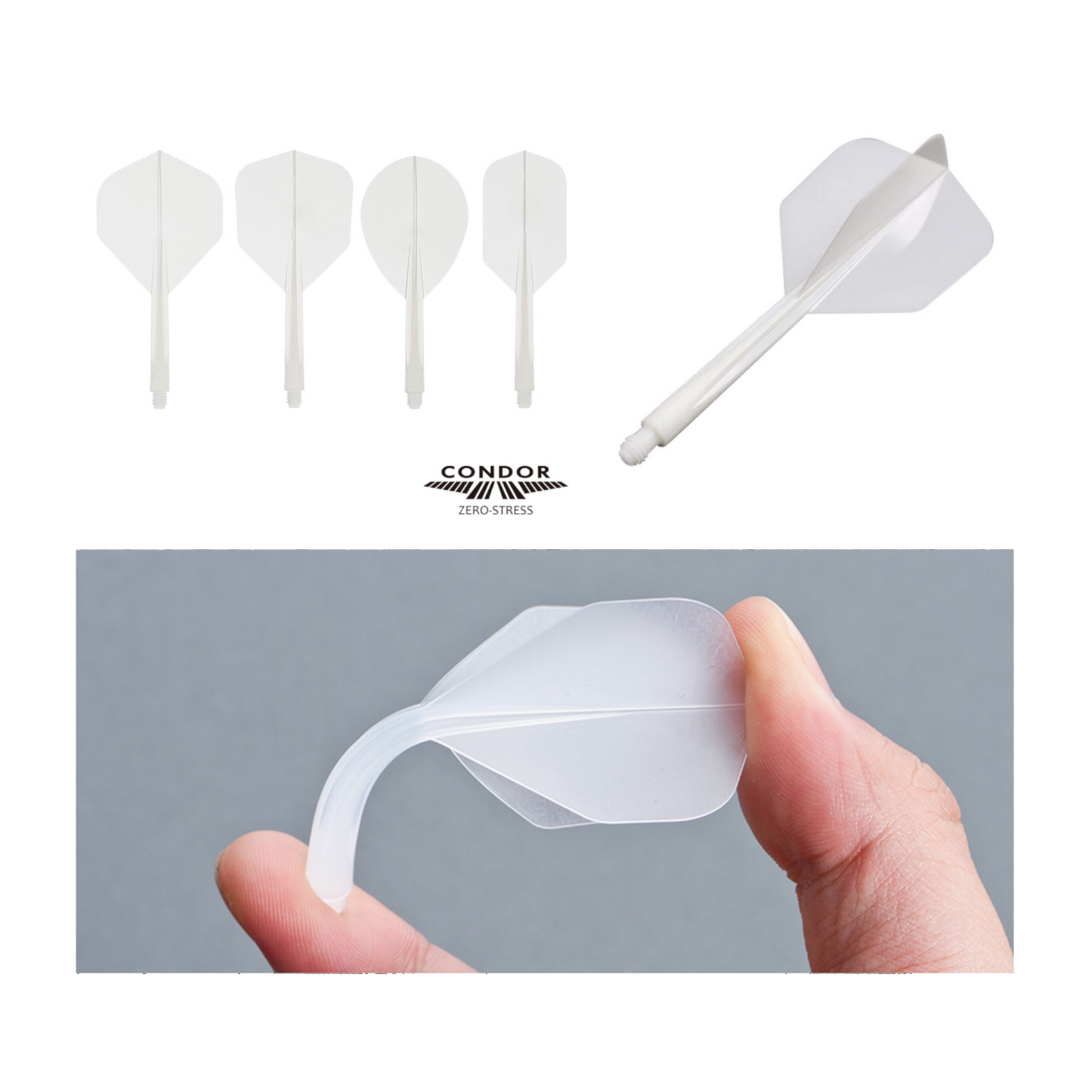 Dart Flights CONDOR Plain (Zero Stress) White Small