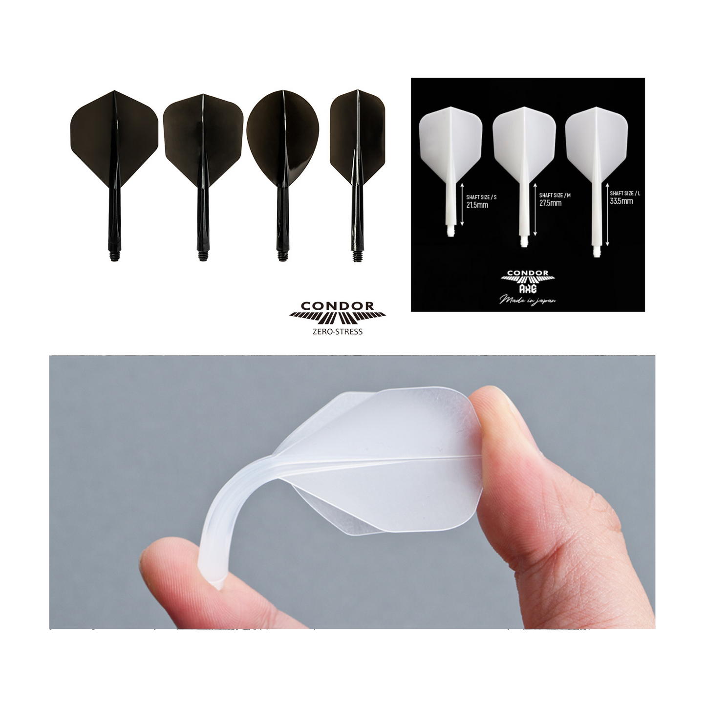 Dart Flights CONDOR Plain (Zero Stress) Schwarz Standard