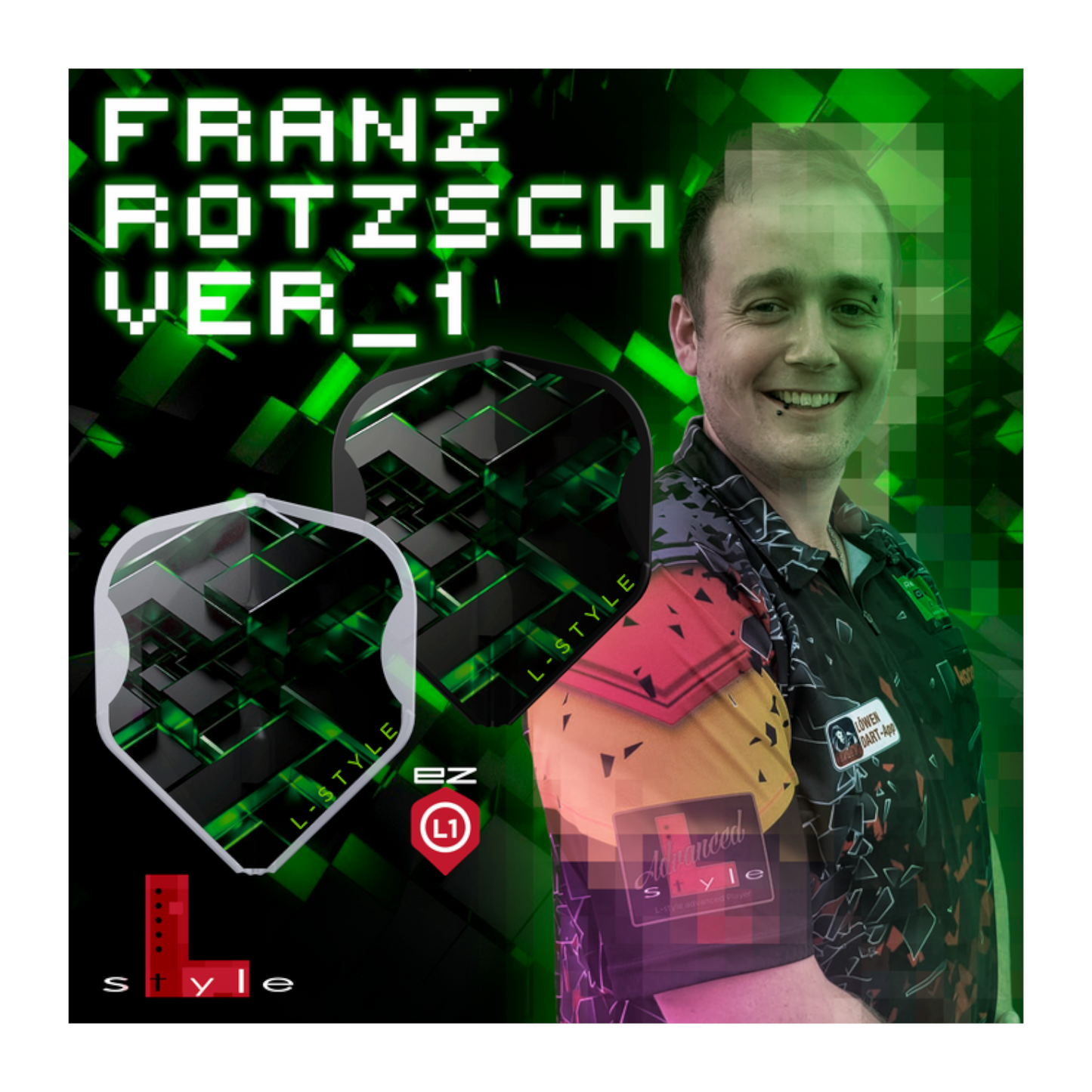 Dart Flights L-Style Signature Champagne Flight: L1EZ Standard Franz Rotzsch Clear White