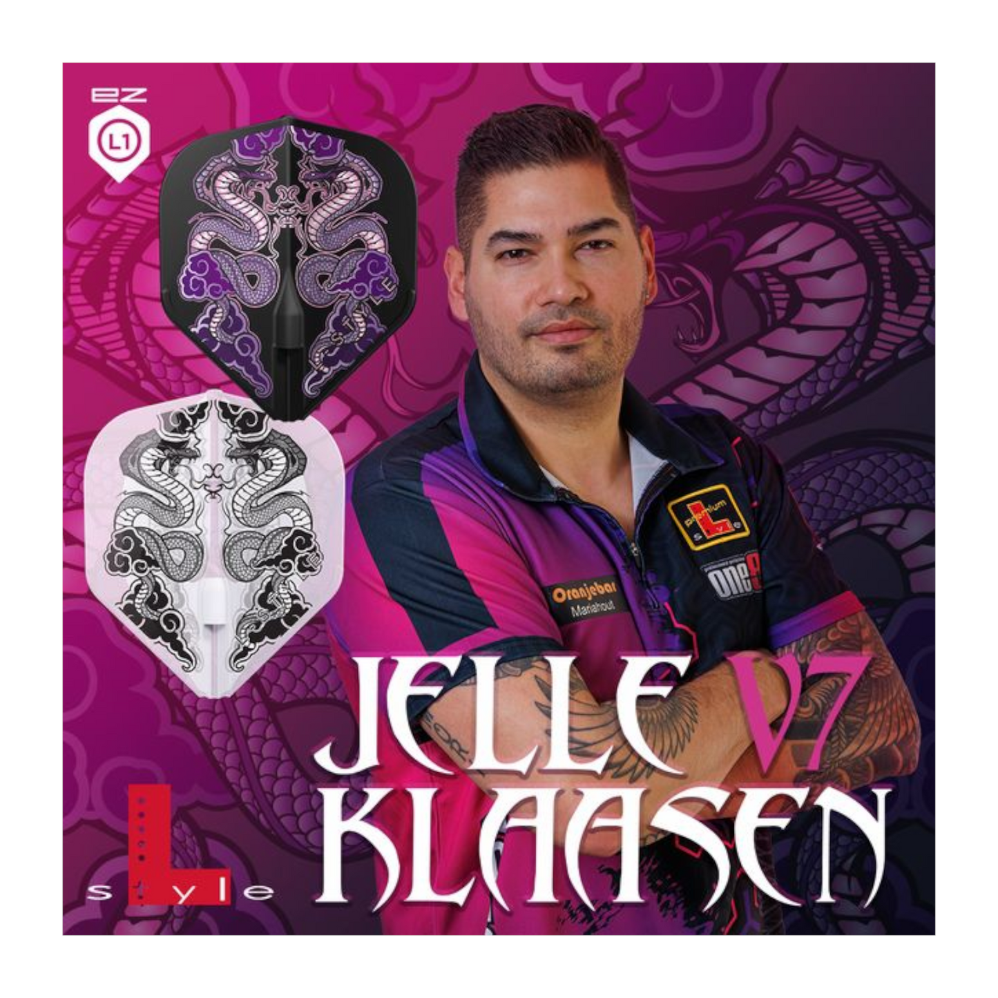 Dart Flights L-Style Signature Champagne Flight: L1EZ Standard Jelle Klaasen V7 Black