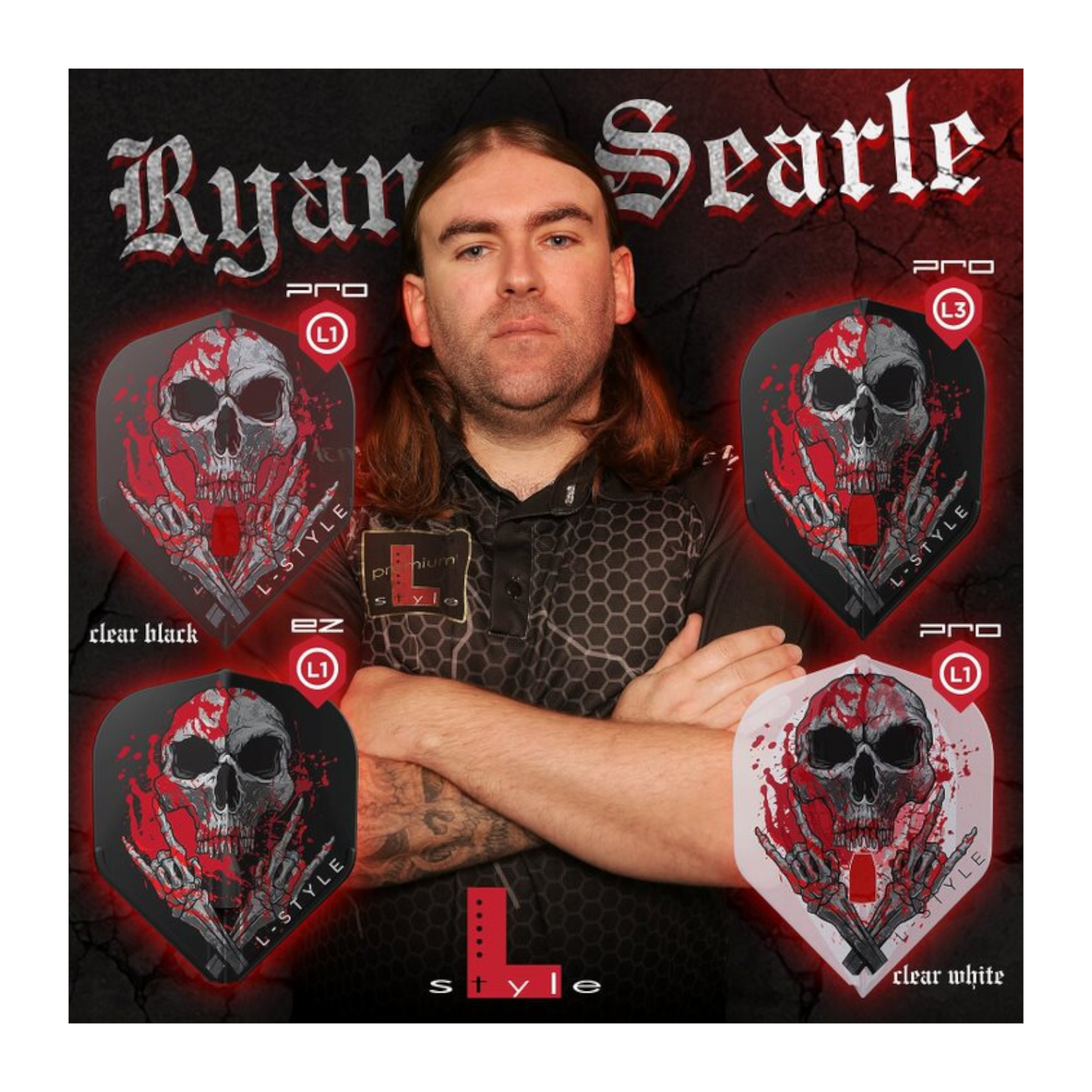 Dart Flights L-Style Signature Champagne Flight: L1PRO Standard Ryan Searle V3 Clear White