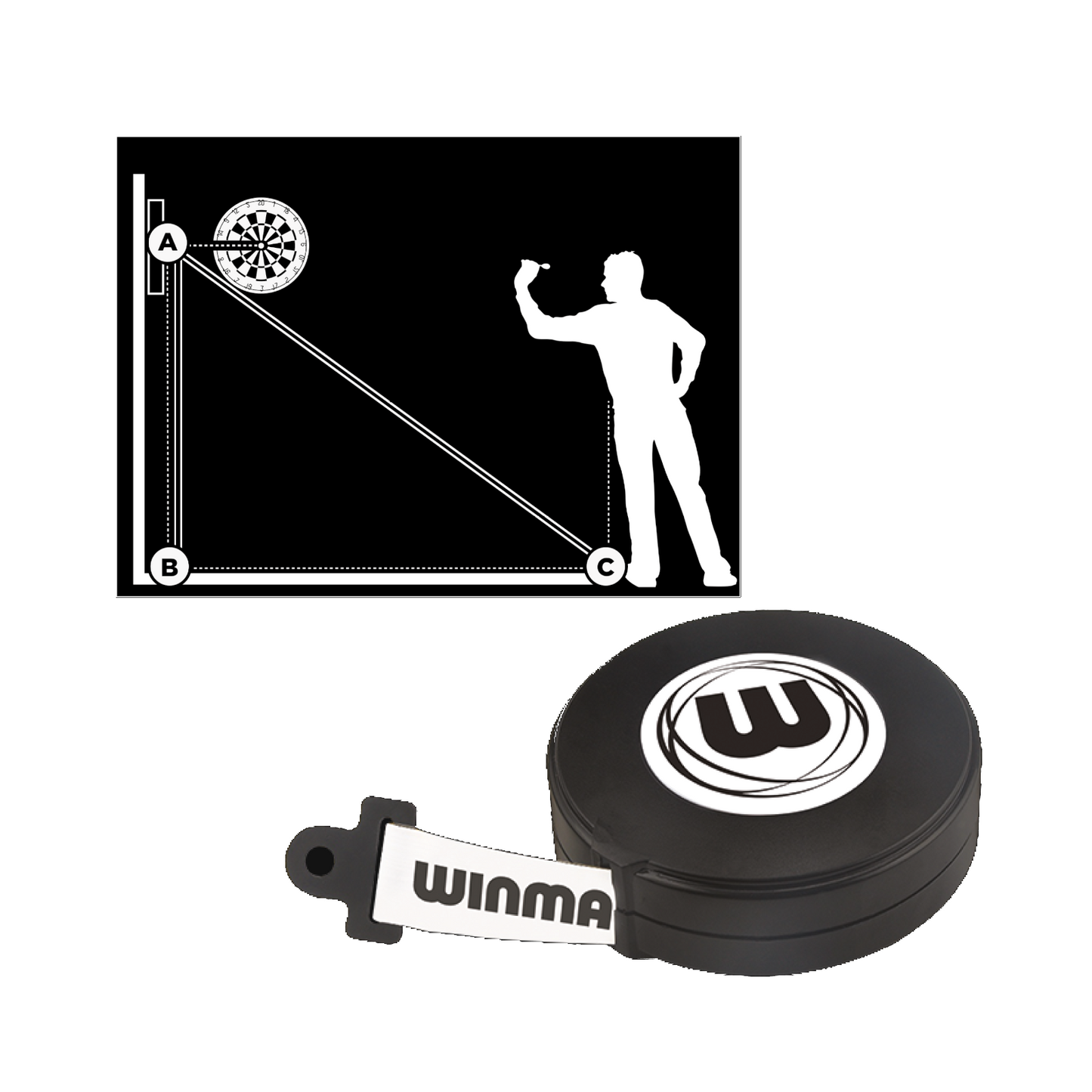 Dart Zubehör WINMAU Dart Set Up Pro Maßband