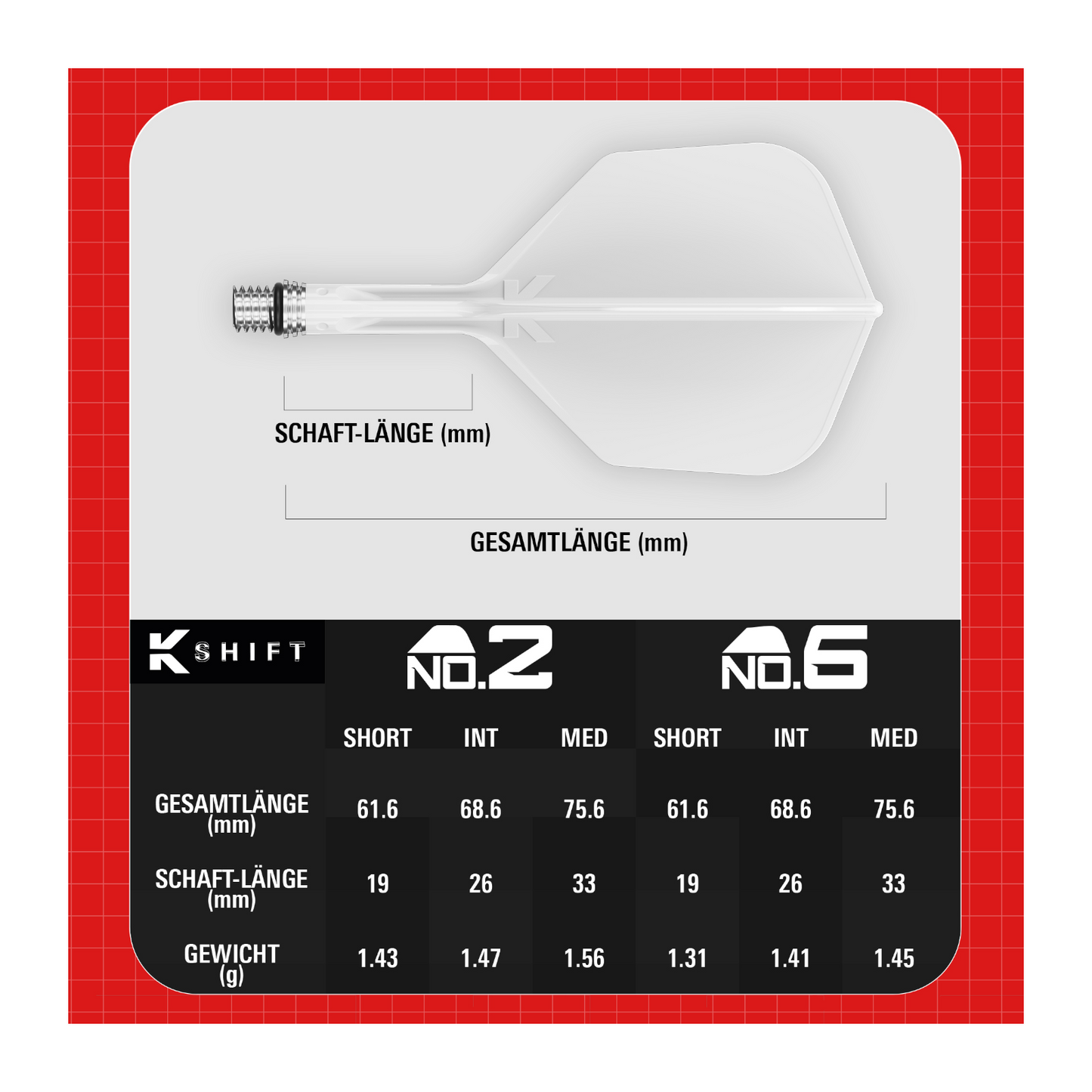 Dart Flights Target K-Shift Weiß No.6