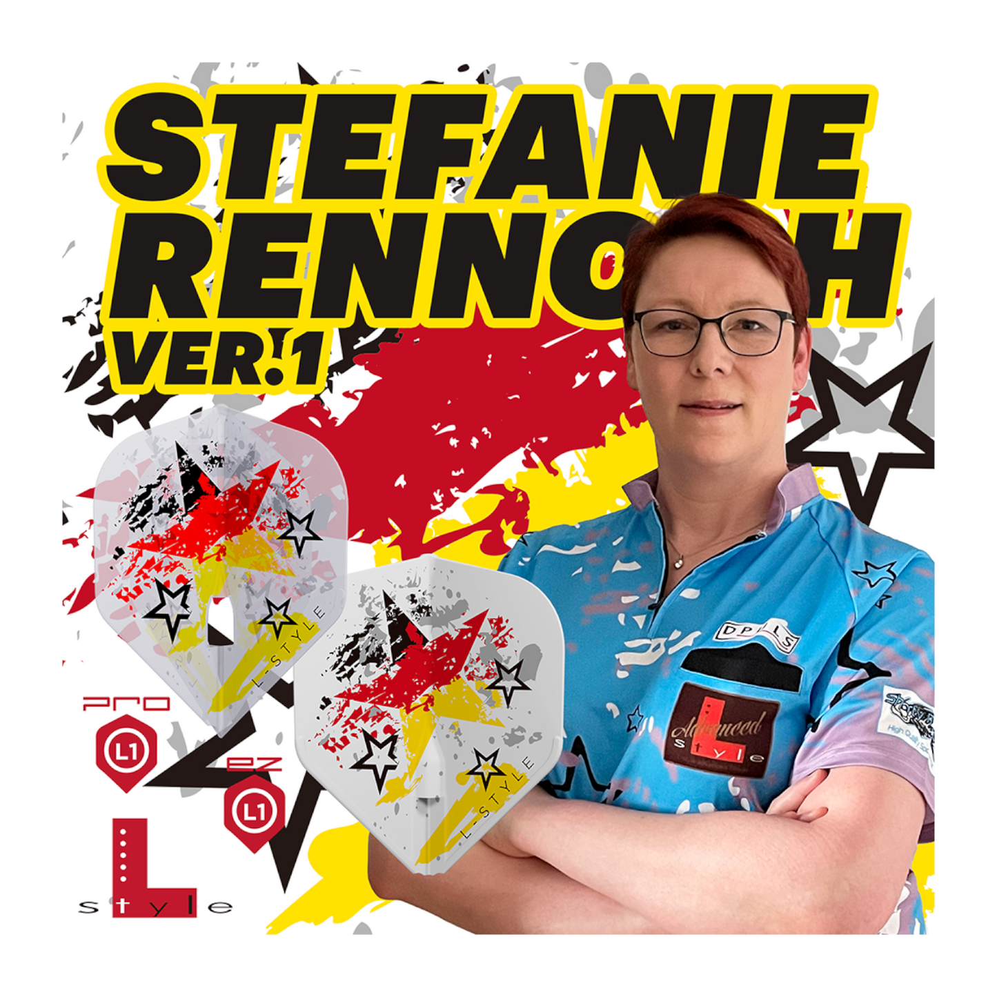 Dart Flights L-Style Signature Champagne Flight: L1PRO Stefanie Rennoch Clear White