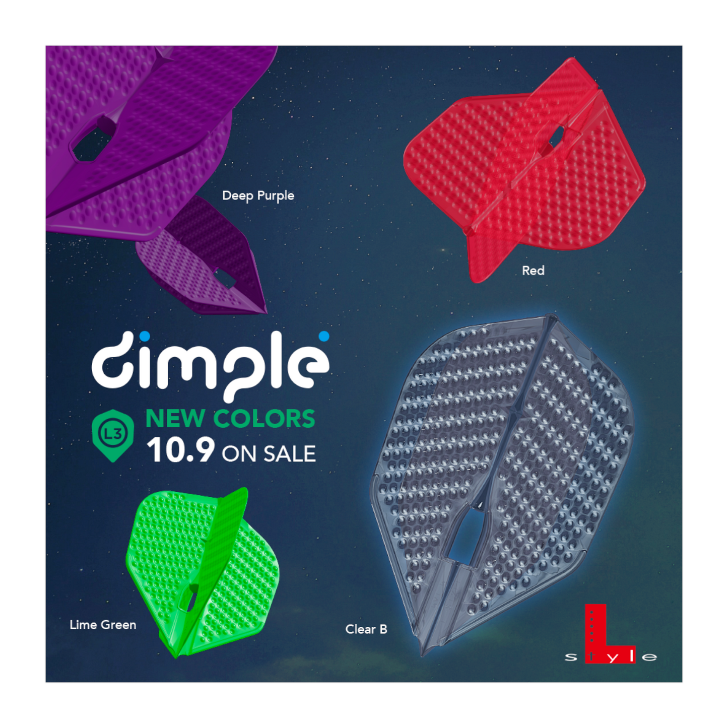 Dart Flights L-Style L3PRO DIMPLE Shape Lime Green
