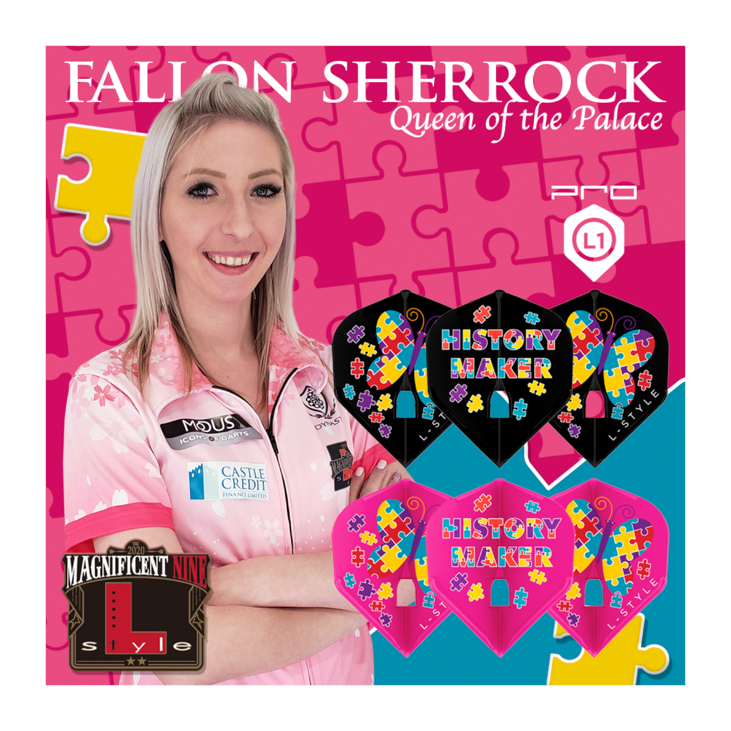 Dart Flights L-Style Signature Champagne Flight: L1PRO Standard Fallon Sherrock V2 Black