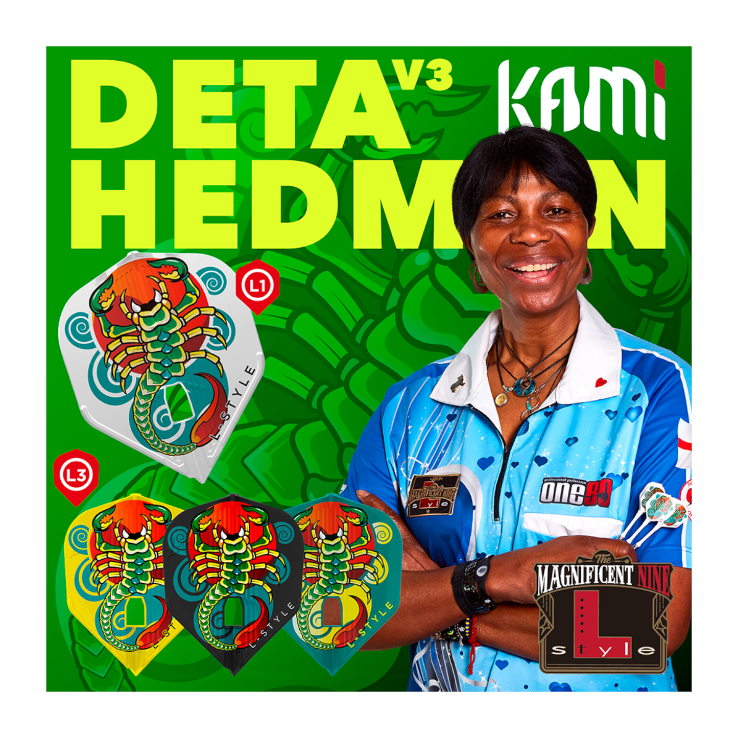 Dart Flights L-Style Signature Champagne Flight: L1PRO KAMI DetaHedman V3 White