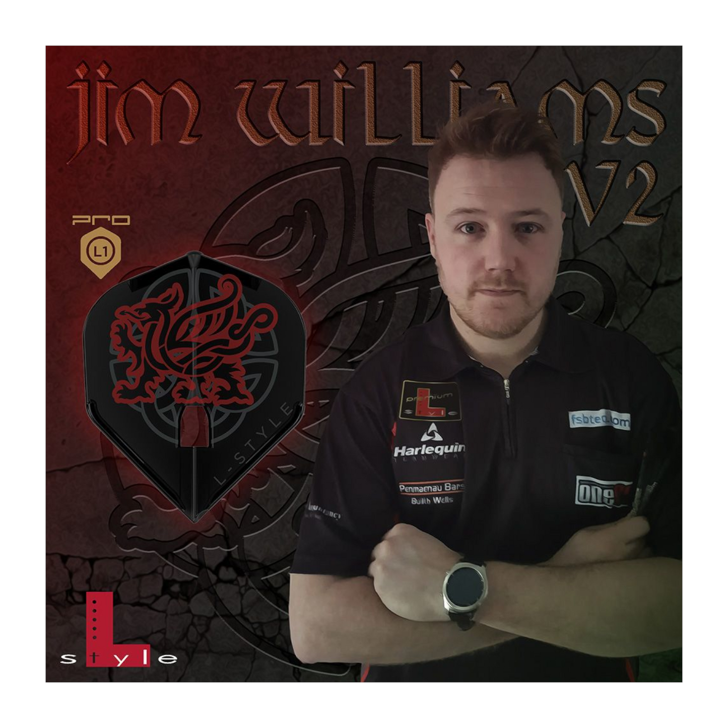 Dart Flights L-Style Signature Champagne Flight: L1PRO Jim Williams v2 Black
