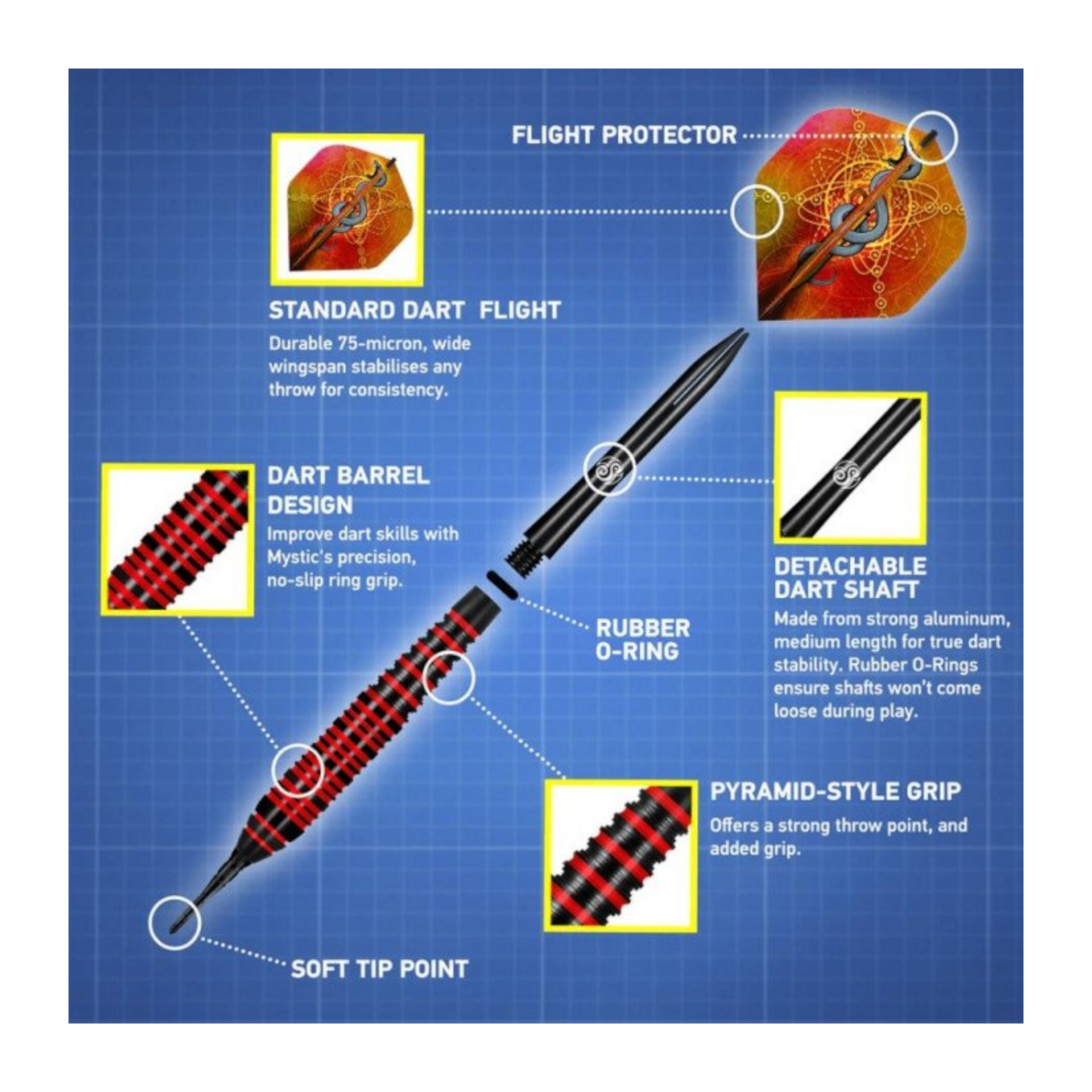 Softdart SHOT Value Range Mystic Red Plated Brass Darts Set