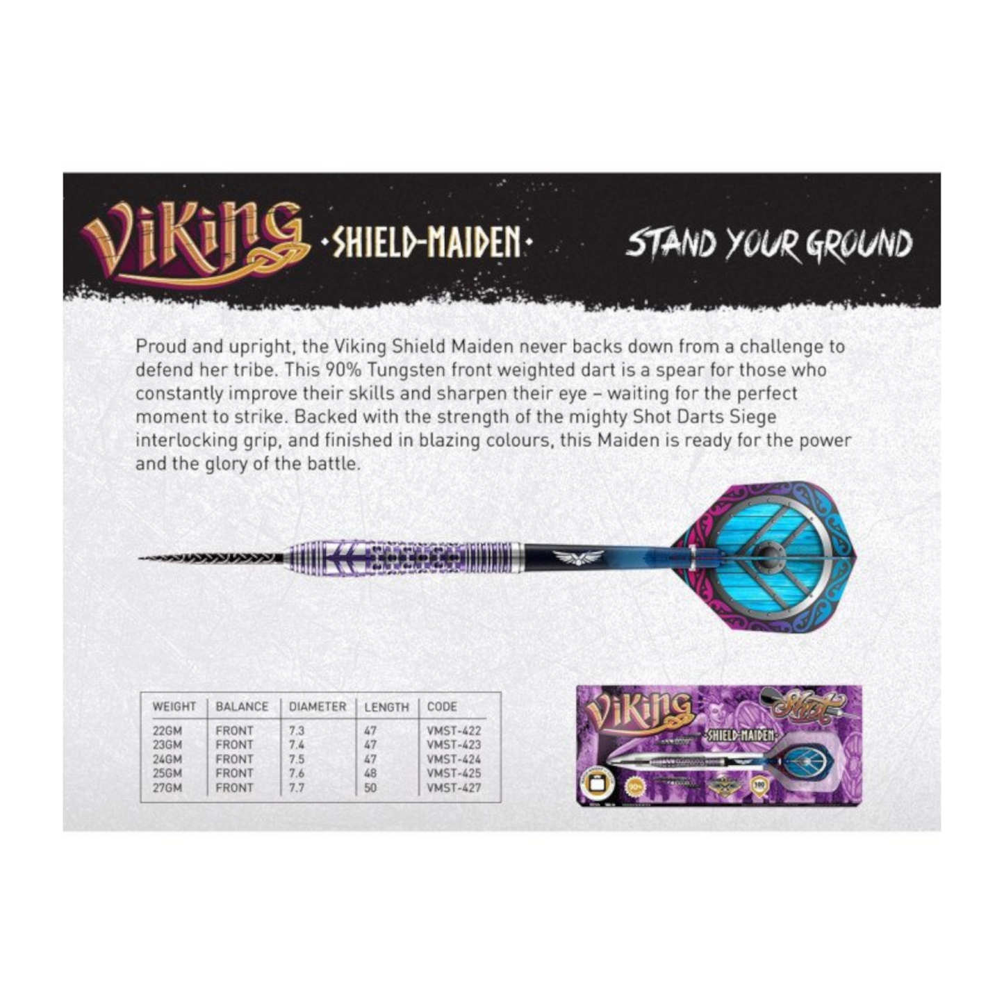 Steeldart SHOT Viking Shield Maiden 90%