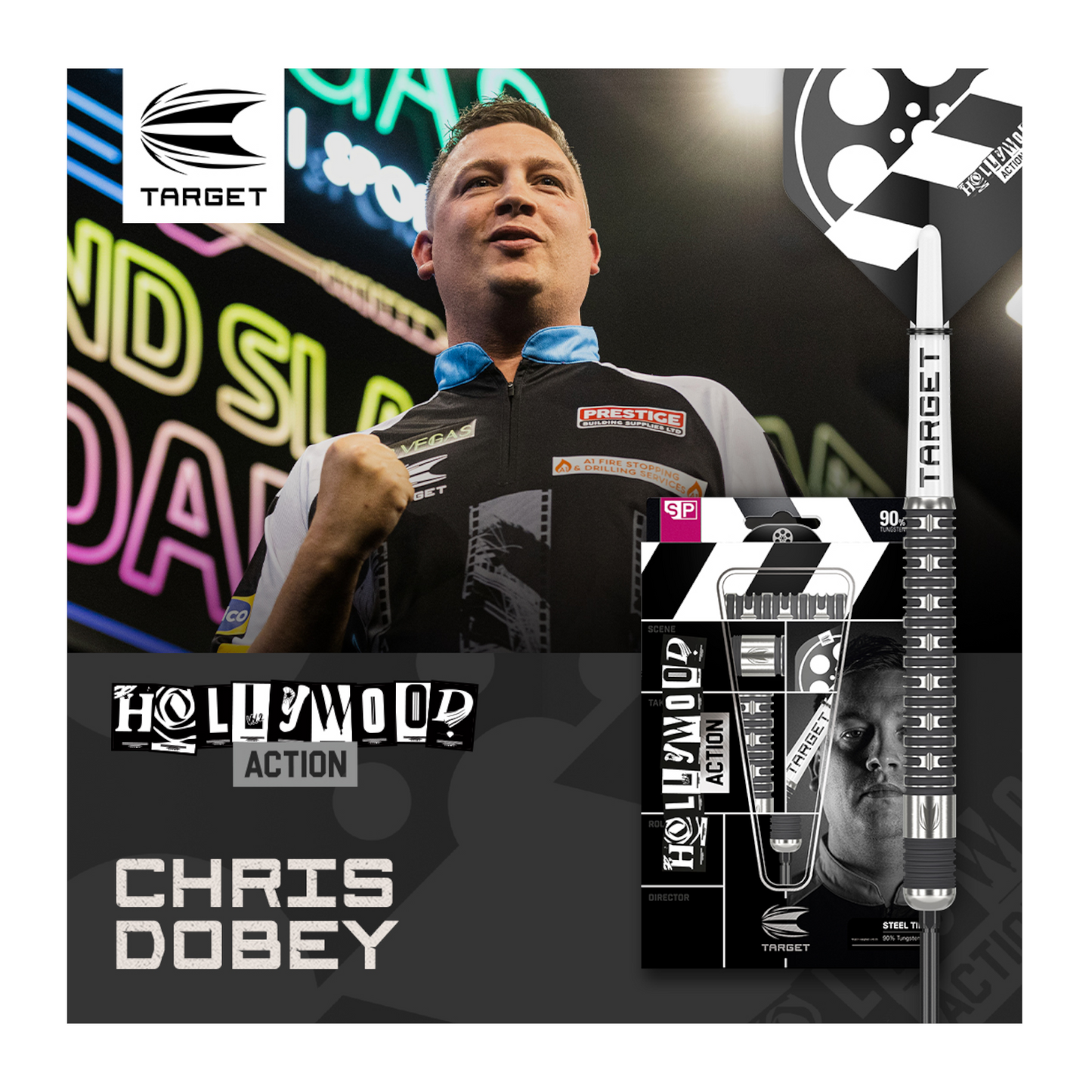 Steeldart TARGET "Chris Dobey" HOLLYWOOD ACTION 90% Swiss Point