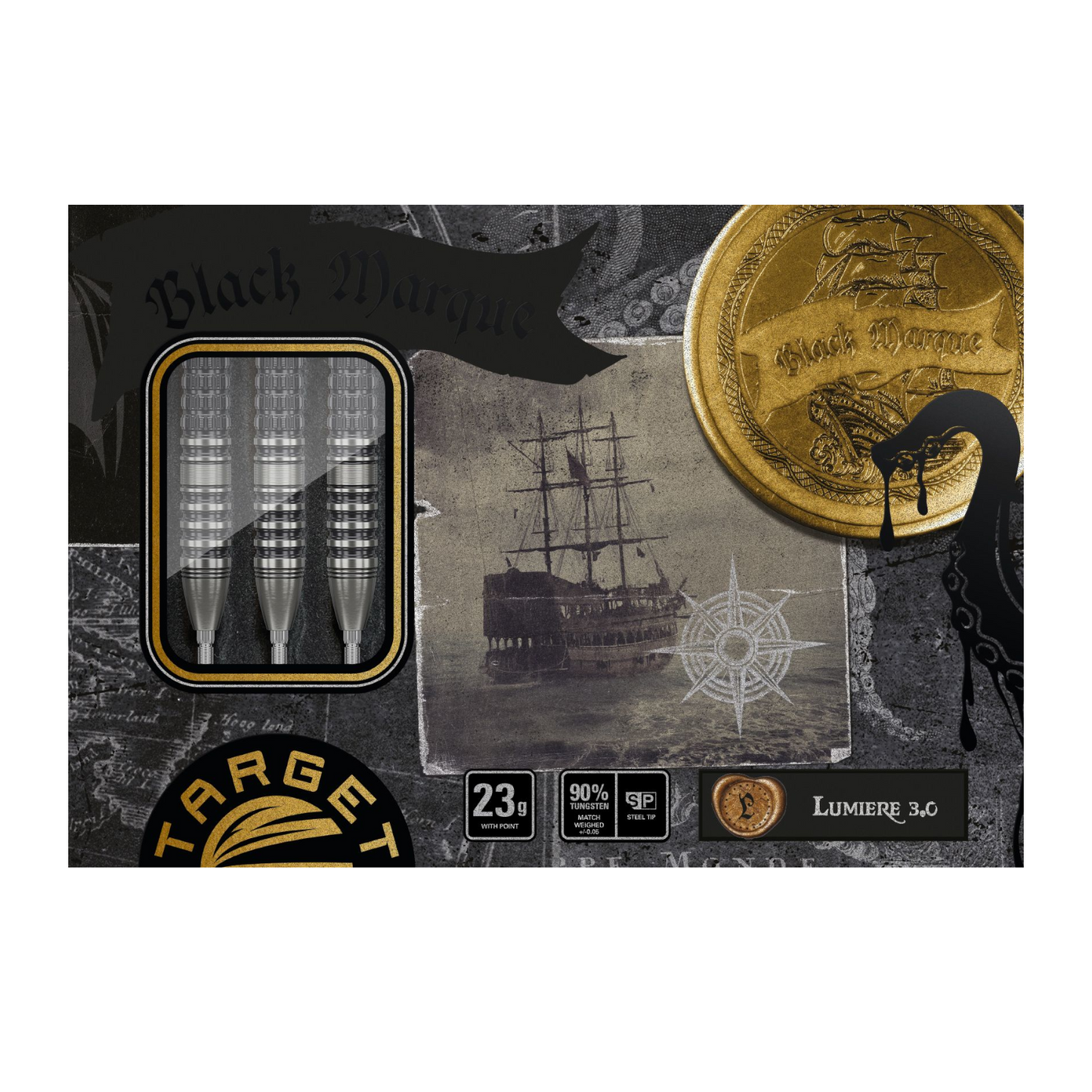 Steeldart TARGET JAPAN BLACK MARQUE LUMIERE GEN3 90% Swiss Point