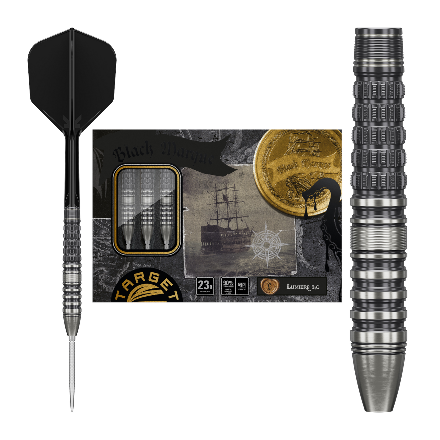 Steeldart TARGET JAPAN BLACK MARQUE LUMIERE GEN3 90% Swiss Point