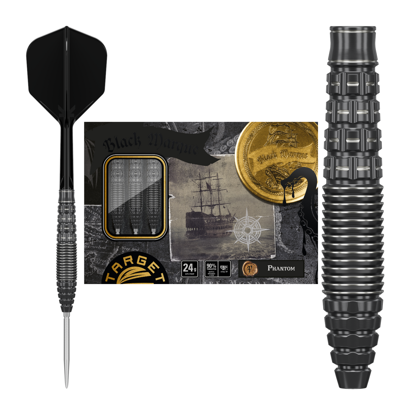 Steeldart TARGET JAPAN BLACK MARQUE LITE PHANTOM 90% Swiss Point