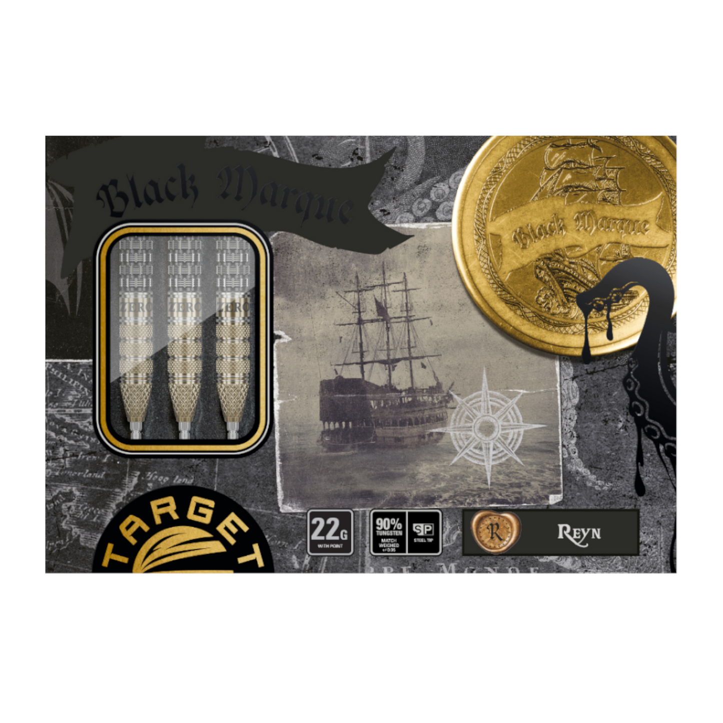 Steeldart TARGET JAPAN BLACK MARQUE LITE REYN 90% Swiss Point