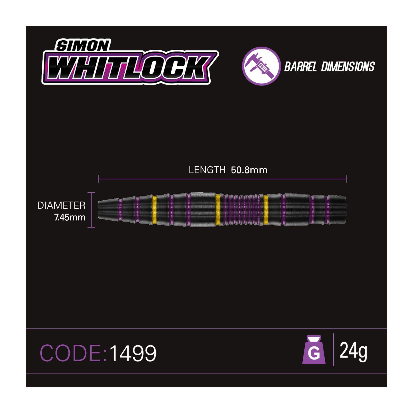 Steeldart WINMAU Simon Whitlock 85% "Wizard"