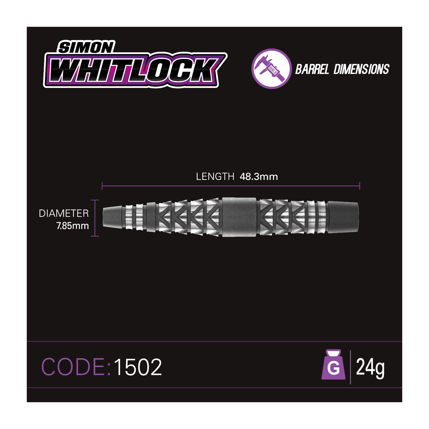 Steeldart WINMAU Simon Whitlock 90% Shotblast
