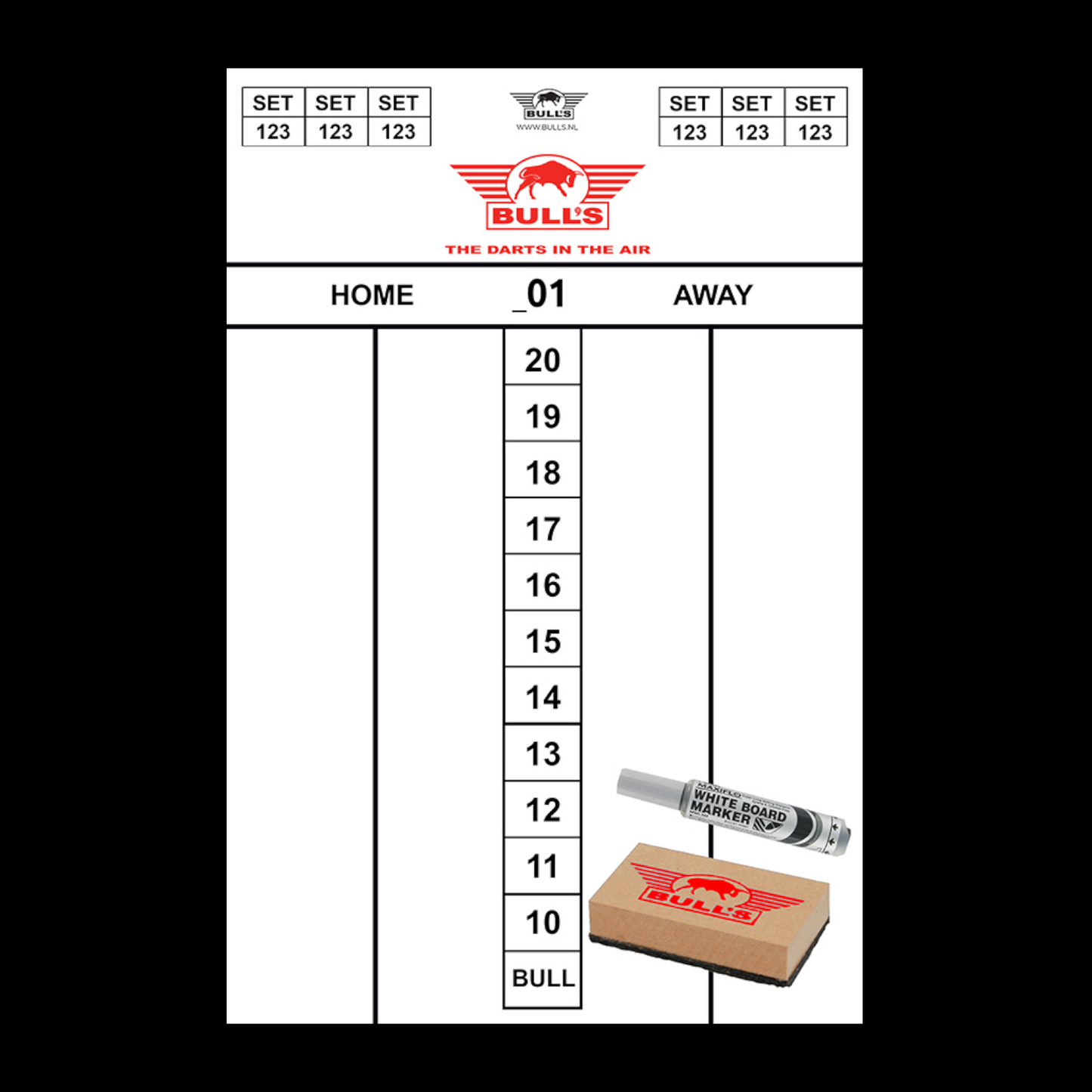 Bull's Scoreset Flex Whiteboard 45 x 30cm