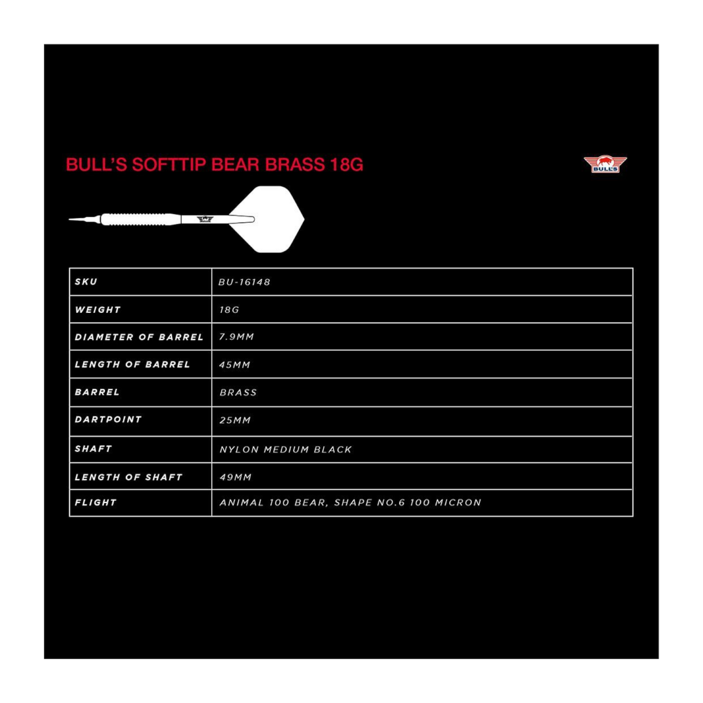 Softdart BULL'S Bear Brass 18 Gramm