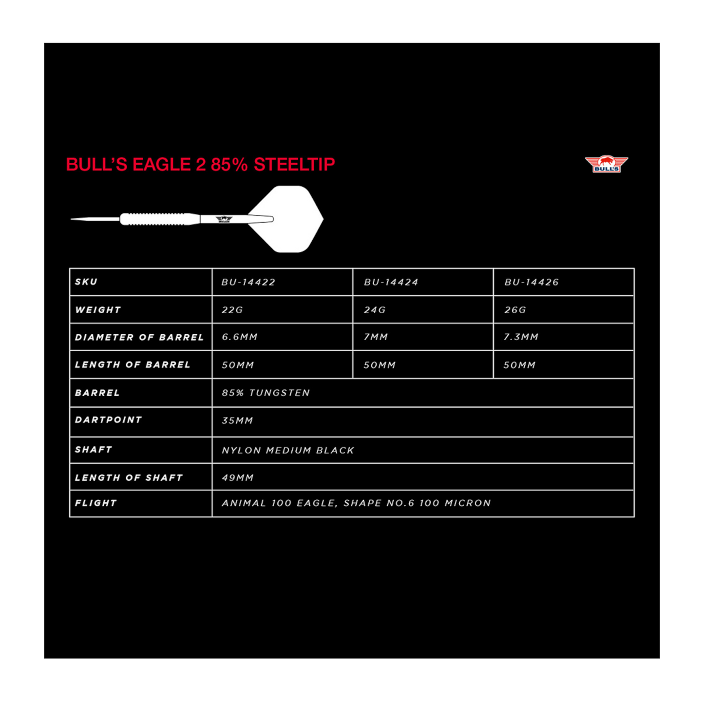 Steeldart Bull's Eagle 2 85%