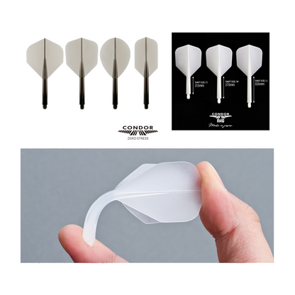 Dart Flights CONDOR Plain (Zero Stress) Clear Black Small
