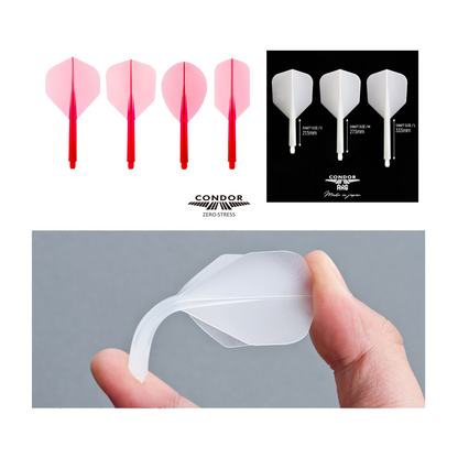 Dart Flights CONDOR Plain (Zero Stress) Clear Red Standard