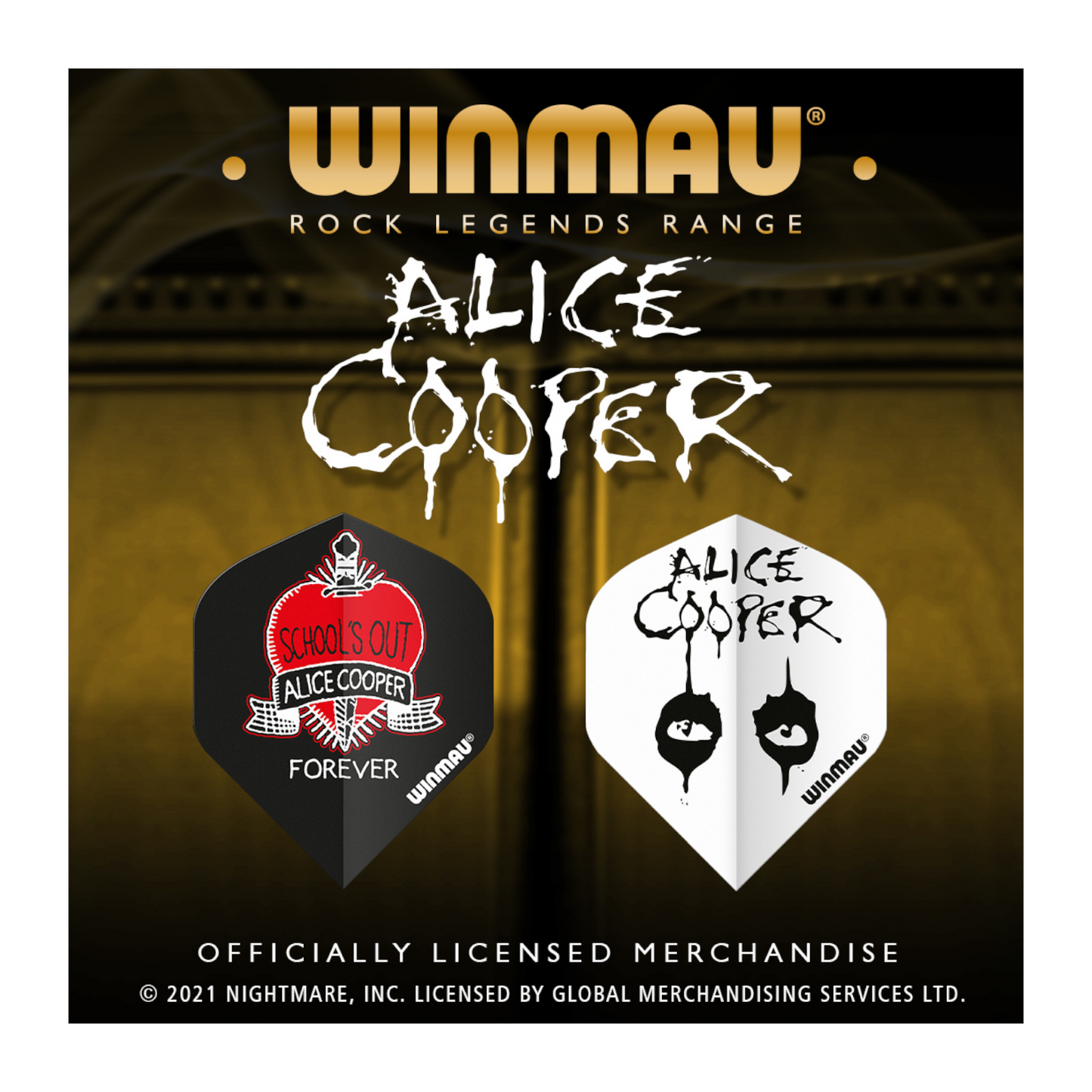 Dart Flight WINMAU Rhino Rock " Alice Cooper White Eyes"