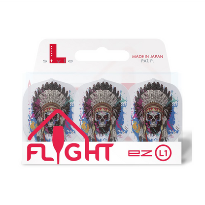 Dart Flights L-Style Signature Champagne Flight: L1EZ Standard Chief Skull Clear White