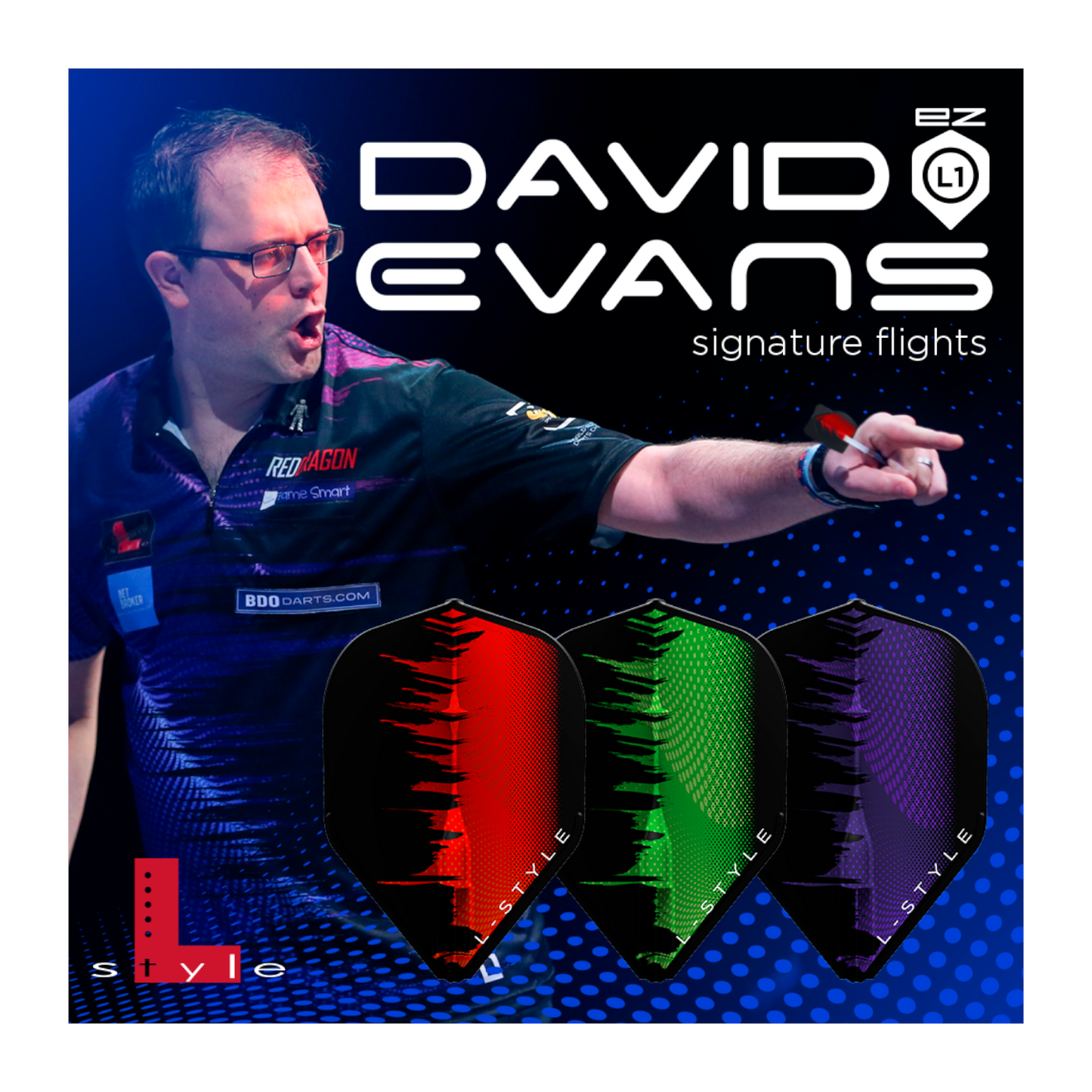 Dart Flights L-Style Signature Champagne Flight: L1EZ Standard David Evans Type A Red