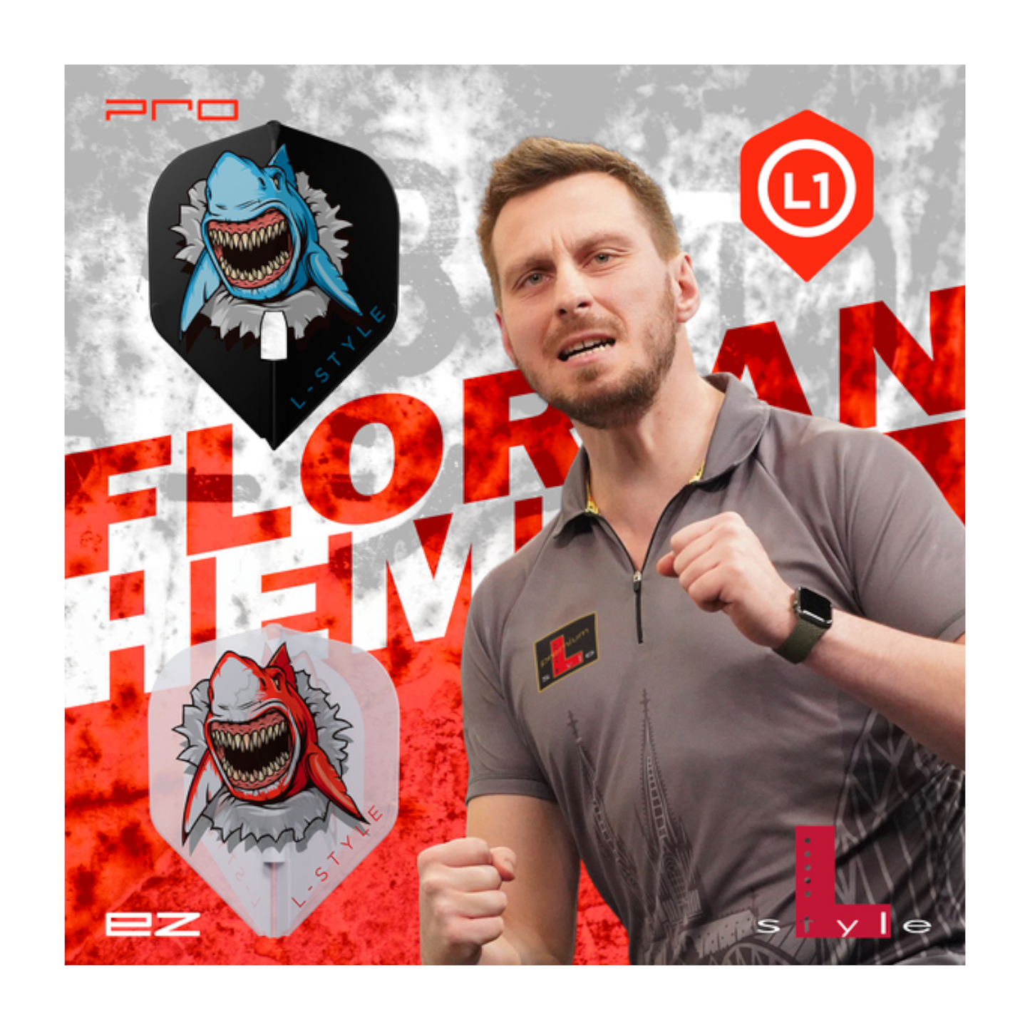 Dart Flights L-Style Signature Champagne Flight:  L1PRO Standard Florian Hempel  Black