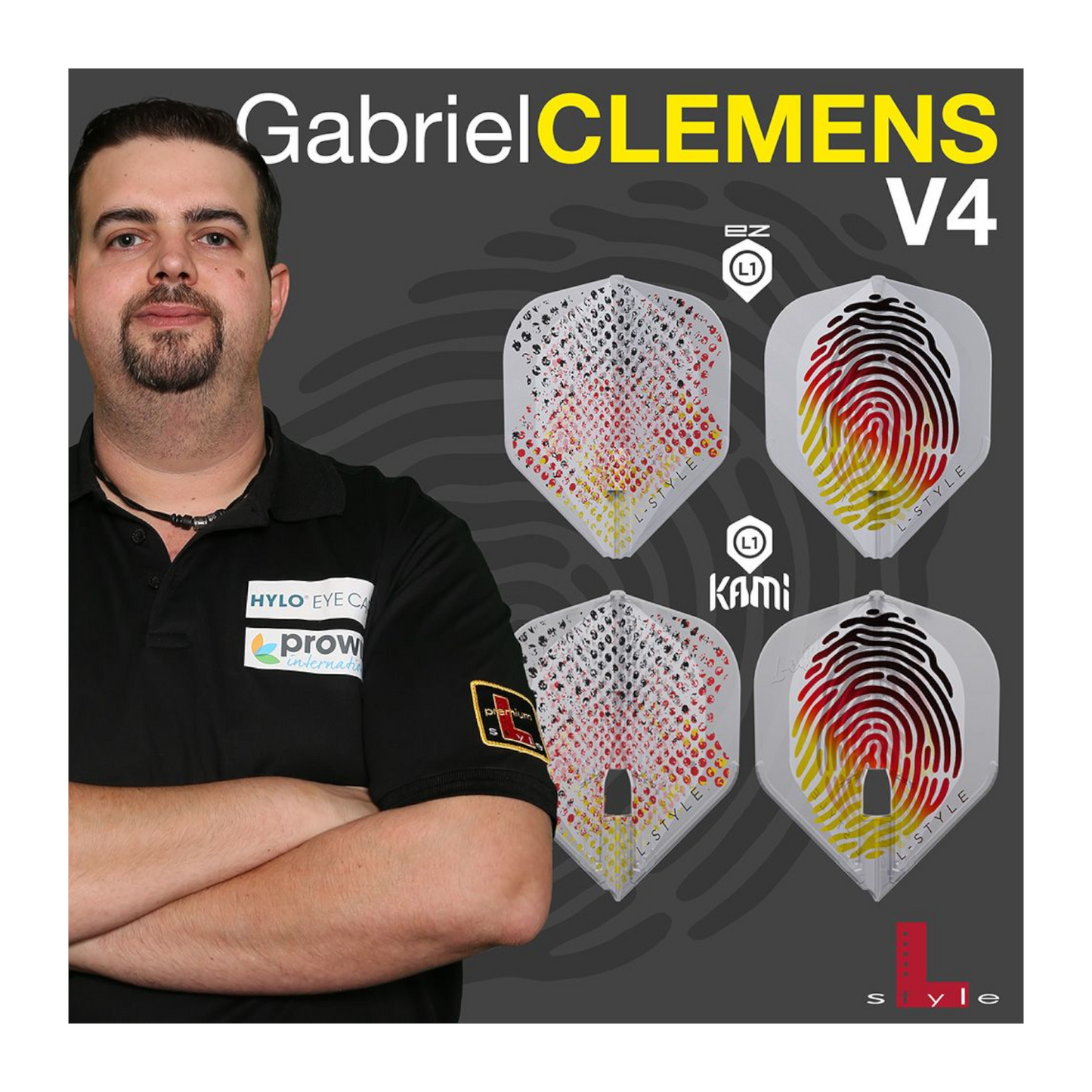 Dart Flights L-Style Signature Champagne Flight: L1EZ Standard Gabriel Clemens V4 TypeA Clear White