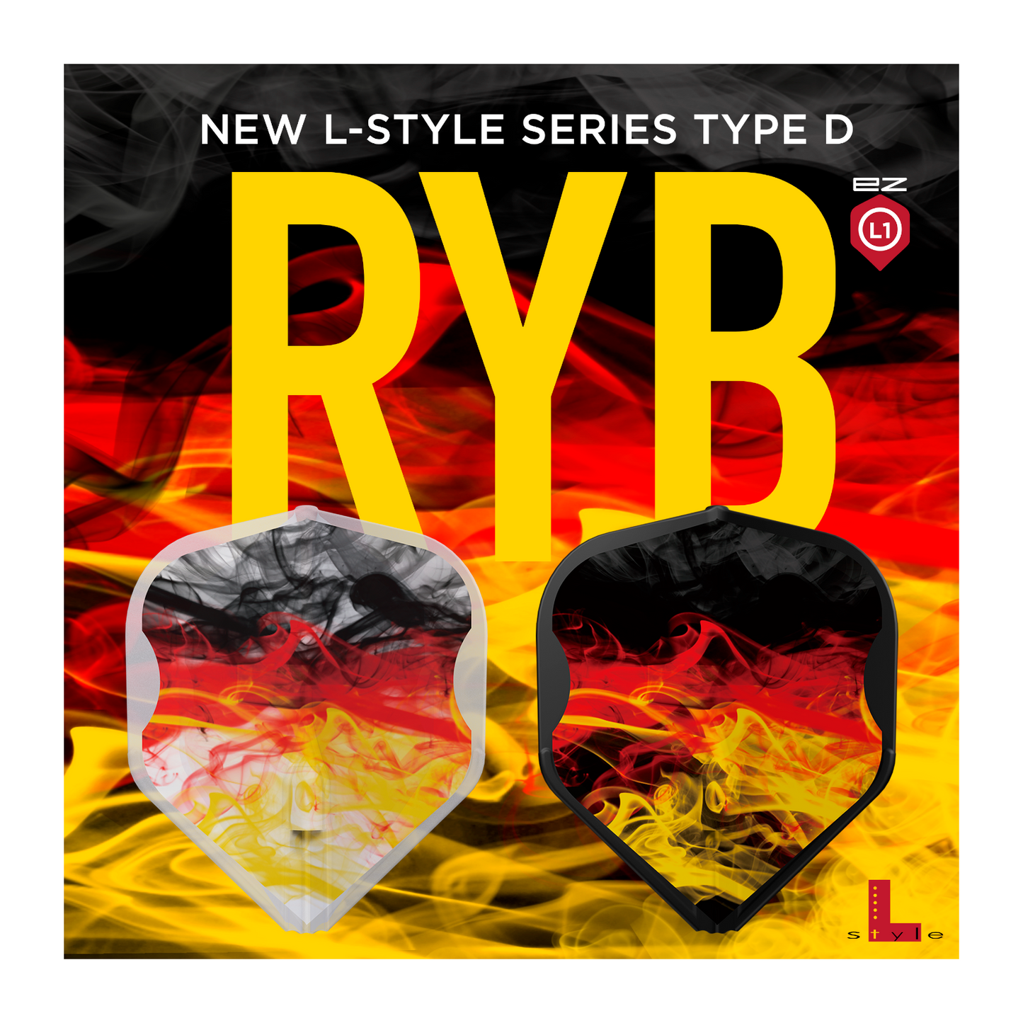 Dart Flights L-Style Signature Champagne Flight: L1EZ Standard L-style RYB Series Type B Clear WHite