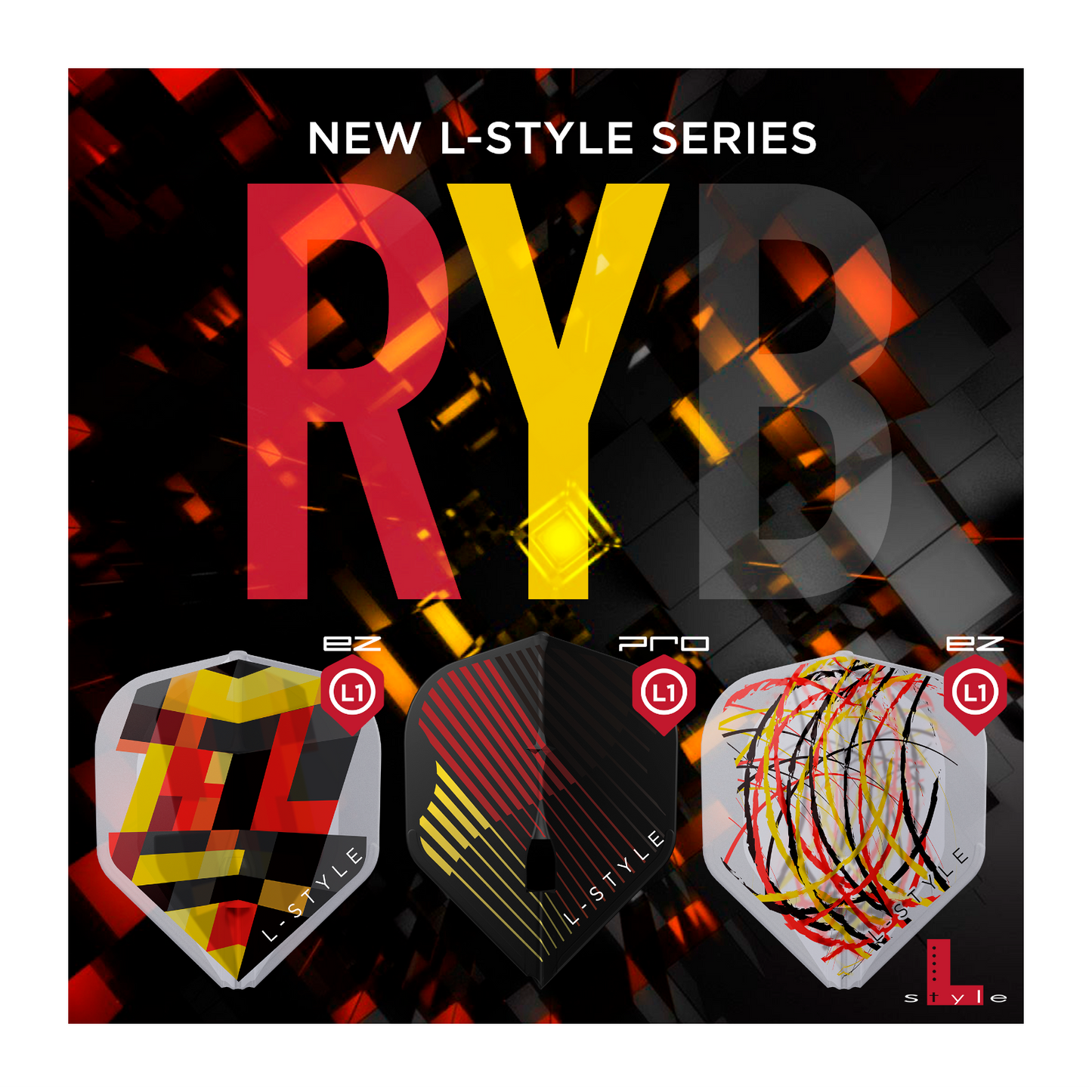 Dart Flights L-Style Signature Champagne Flight: L1EZ Standard L-style RYB Series Type A Clear White