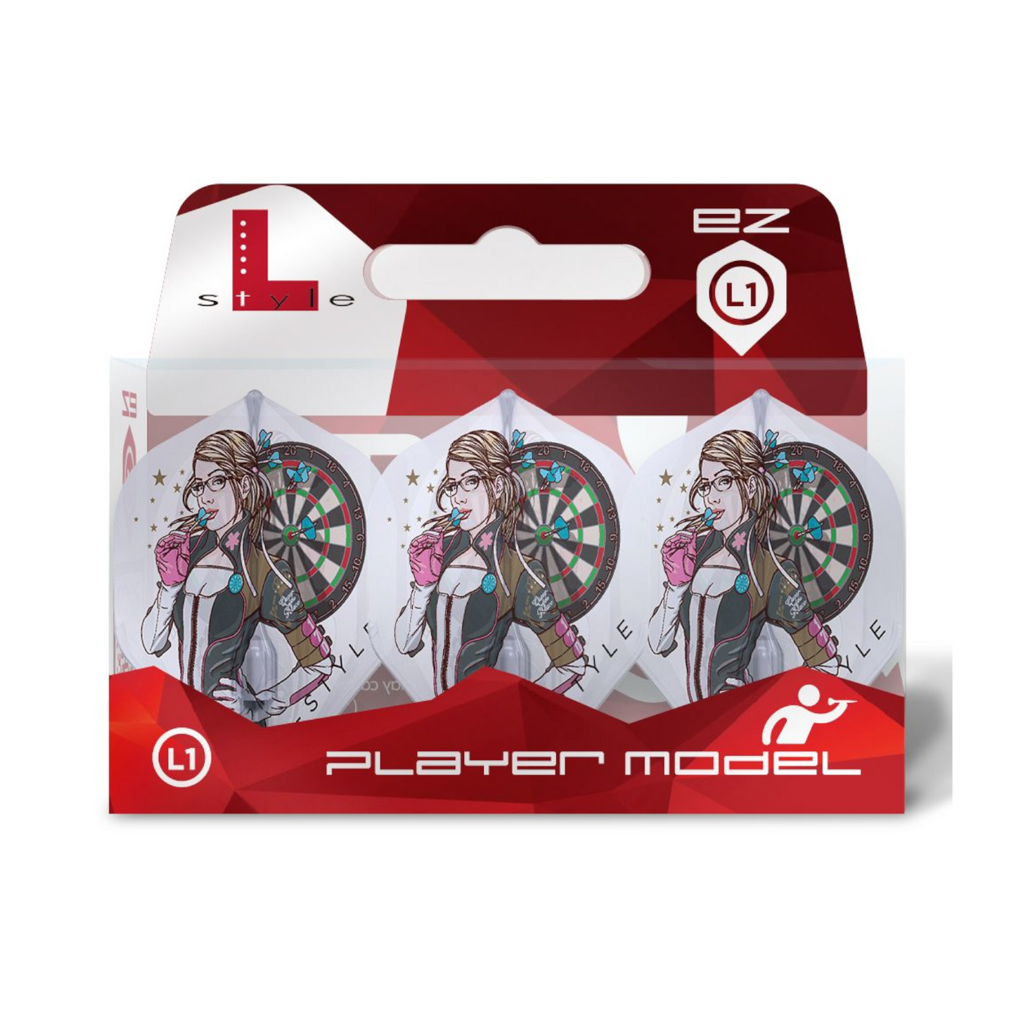 Dart Flights L-Style Signature Champagne Flight: L1EZ Standard Super Fallon v4 Clear White