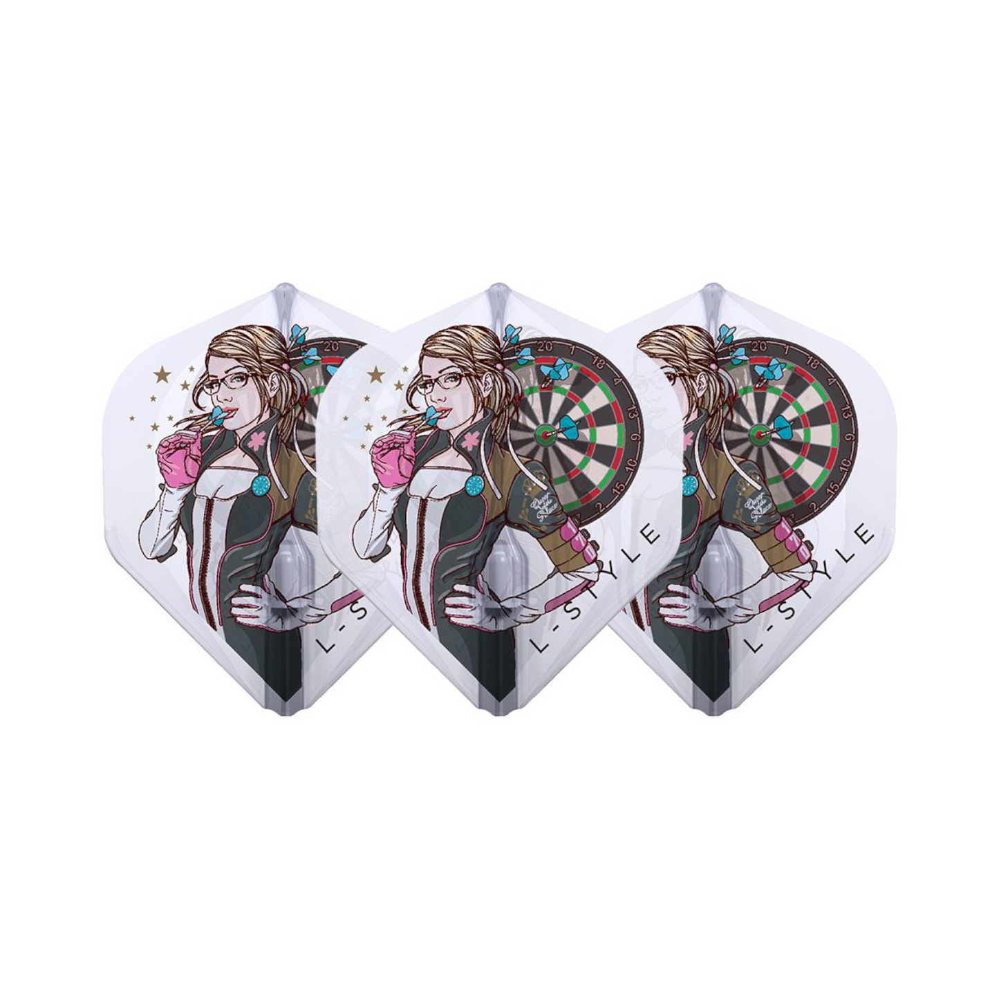 Dart Flights L-Style Signature Champagne Flight: L1EZ Standard Super Fallon v4 Clear White