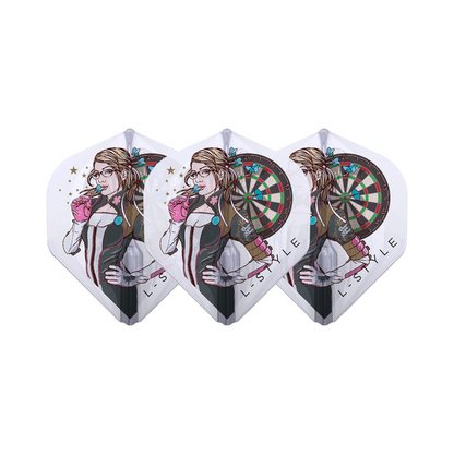 Dart Flights L-Style Signature Champagne Flight: L1EZ Standard Super Fallon v4 Clear White