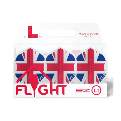 Dart Flights L-Style Signature Champagne Flight: L1EZ Standard Union Jack Clear White