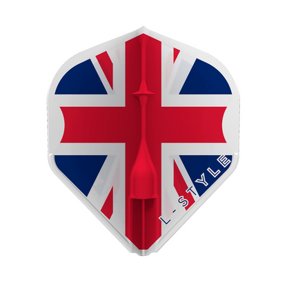 Dart Flights L-Style Signature Champagne Flight: L1EZ Standard Union Jack Clear White