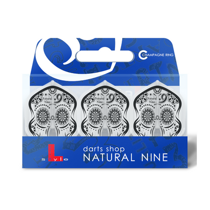 Dart Flights Signature Champagne Flight: L1PRO Natural9 Calavera Clear White