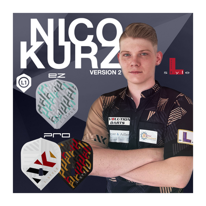 Dart Flights L-Style Signature Champagne Flight: L1EZ Standard Nico Kurz v2 Clear White