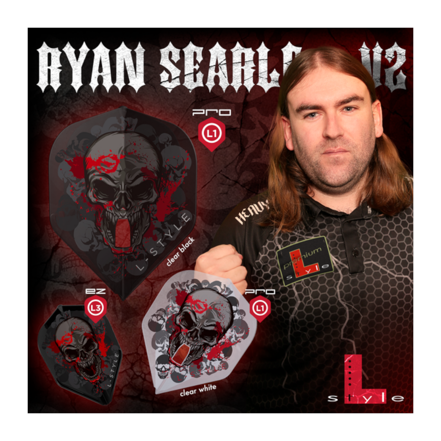 Dart Flights L-Style Signature Champagne Flight: L3EZ Shape Ryan Searle V2 Black