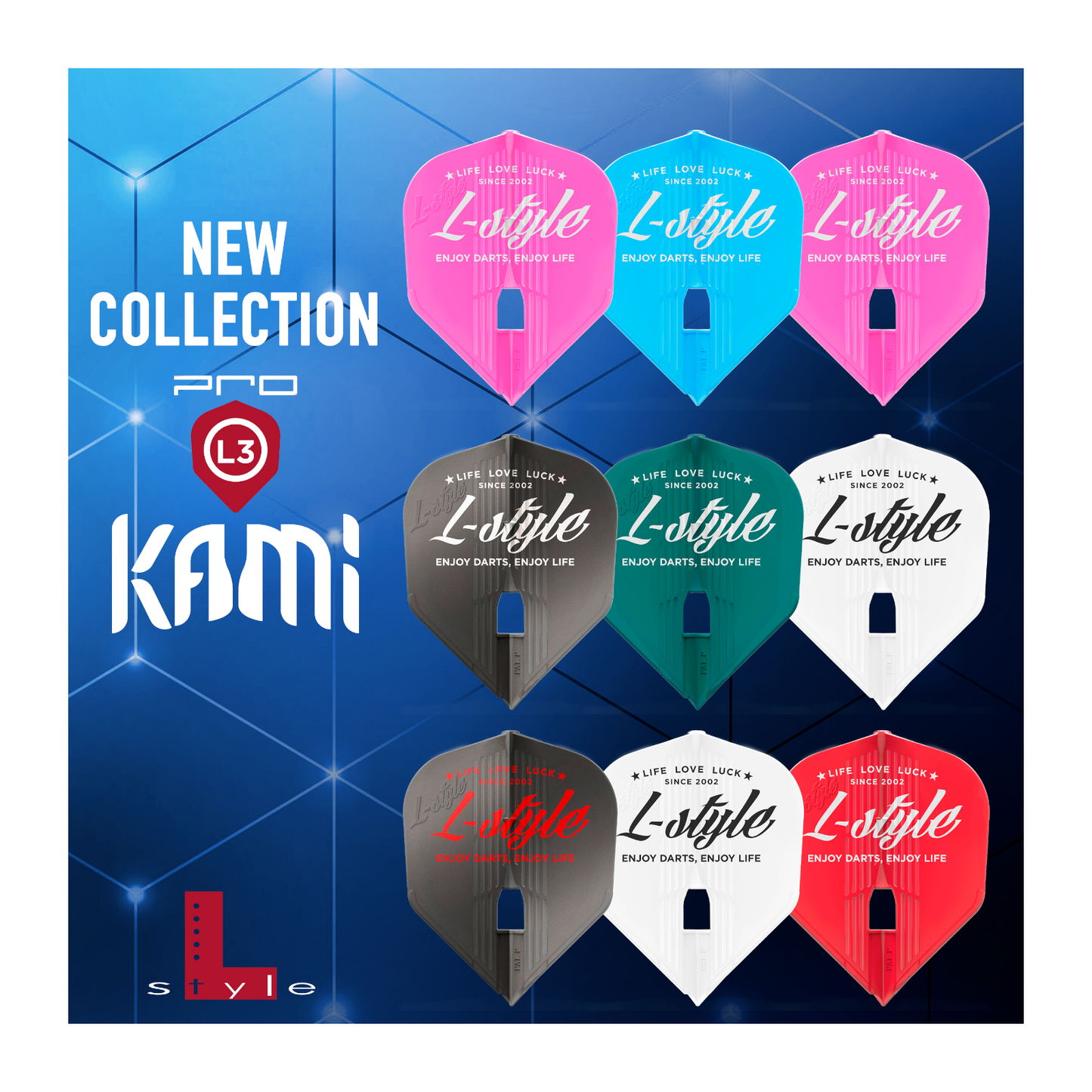 Dart Flights L-Style Signature Champagne Flight: L3PRO KAMI Shape L-style Vintage Logo Type A