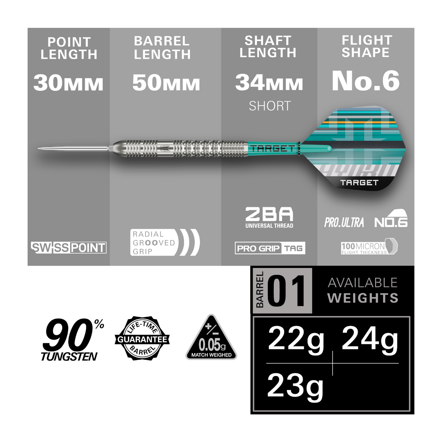 Steeldart Target Hydro 01 90% Swiss Point