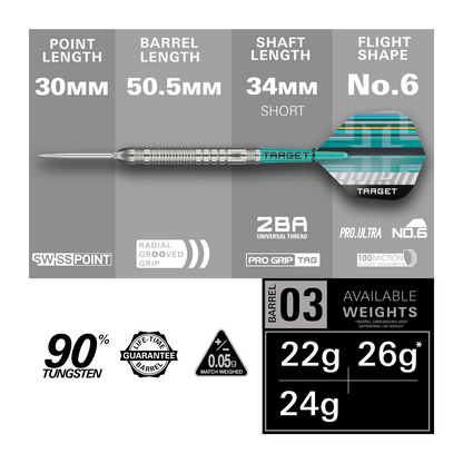 Steeldart Target Hydro 03 90% Swiss Point
