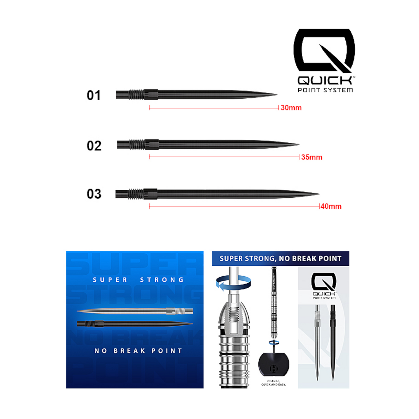 Steeldart Spitzen HARROWS QUICK Points Black