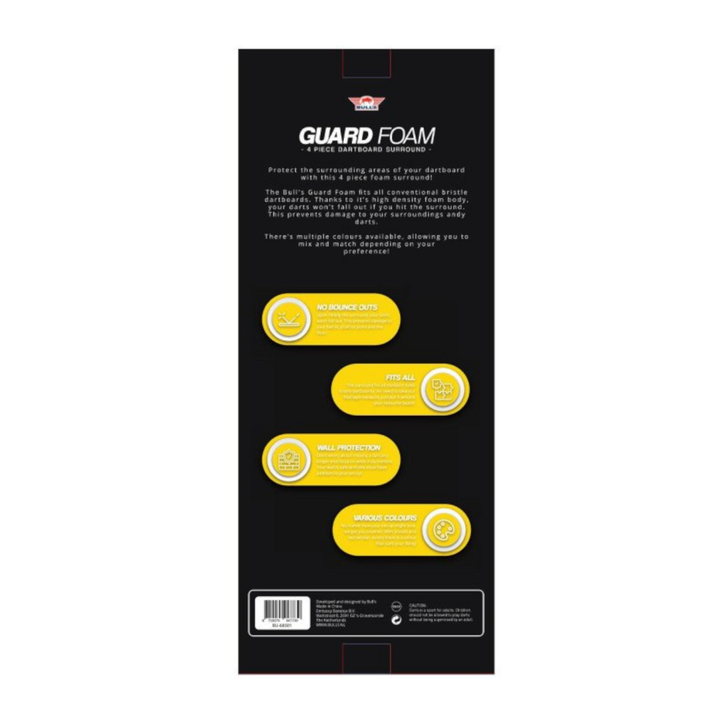 Dartboard Surround BULL'S Guard Foam 4-teilig Schwarz