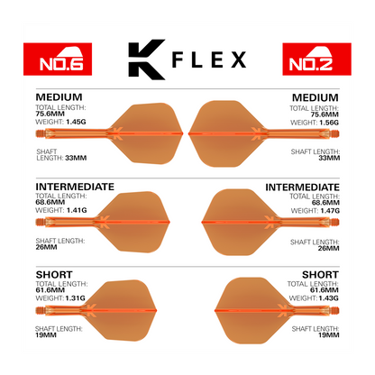 Dart Flights TARGET K-FLEX Shape No.6 Neon Orange