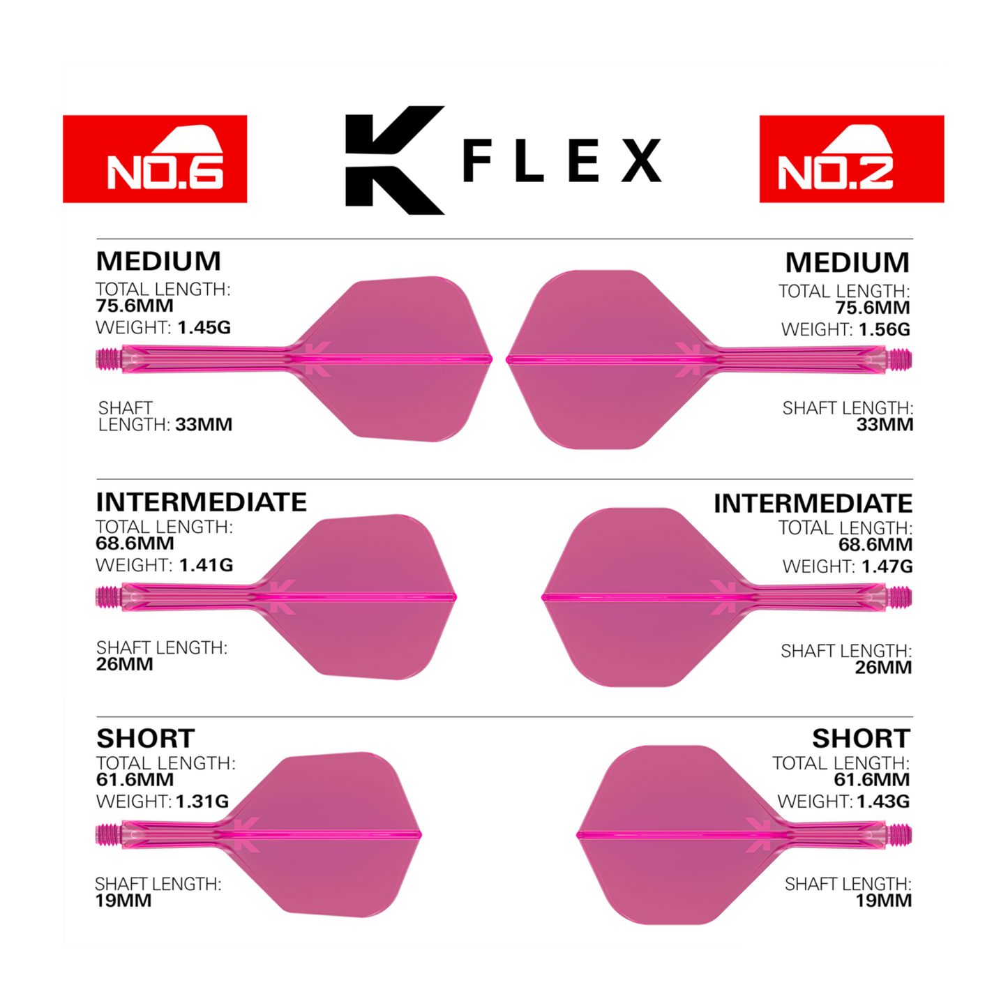 Dart Flights TARGET K-FLEX Shape No.6 Neon Pink